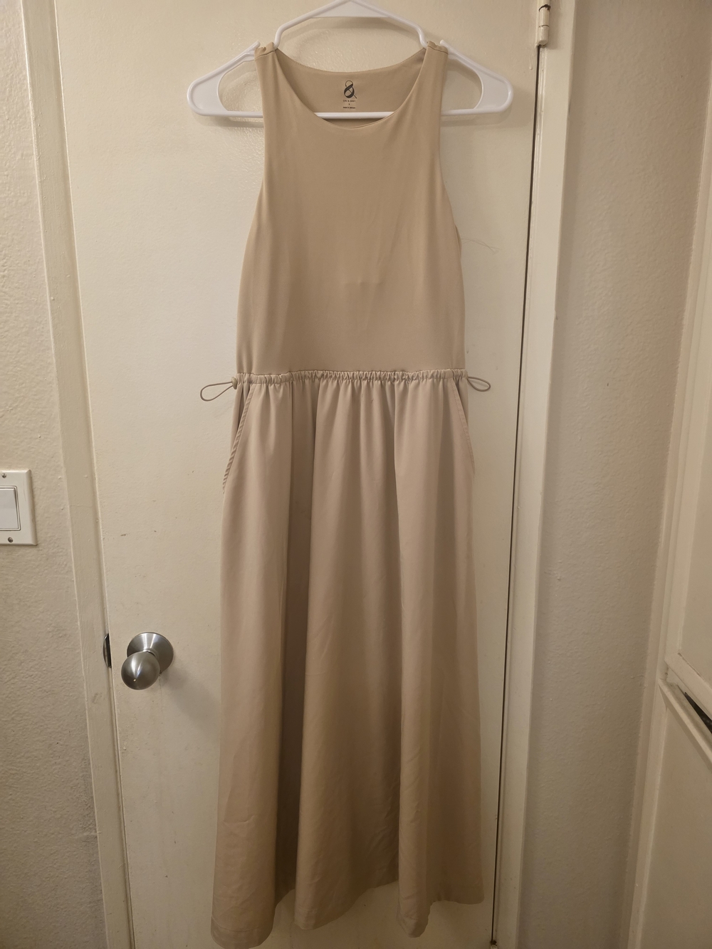 Lou & Grey Girls Beige Sleeveless Drawstring Waist Maxi Dress